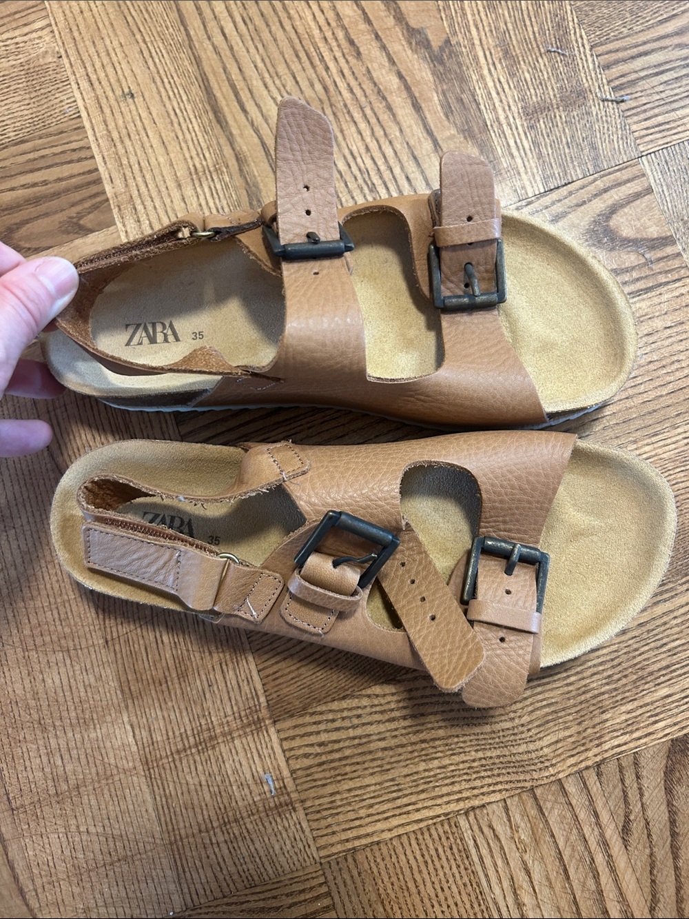 Zara Kids Brown Double-Buckle Sandals